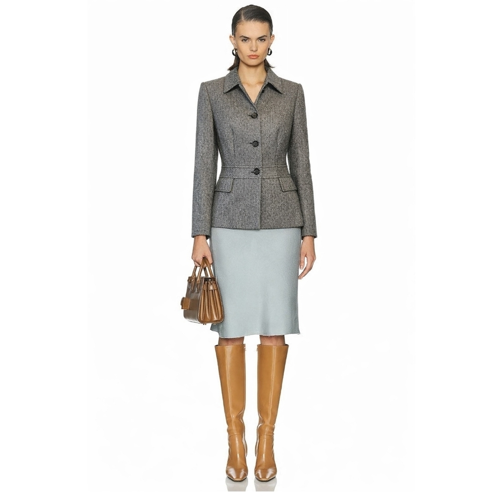 Tommy Hilfiger Women's Fitted Gray Tweed Jacket Blazer Sz.6